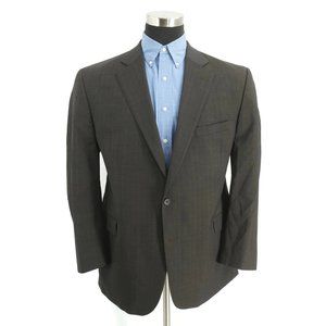 Jack Victor Mens Suit Jacket Blazer Two Button Brown Gray Plaid Wool 48R